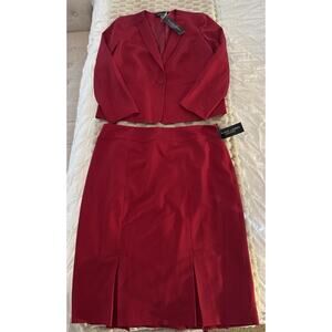 Evan-Picone Suit Skirt Blazer Womens Red Two Piece Polyester Set Size10/12